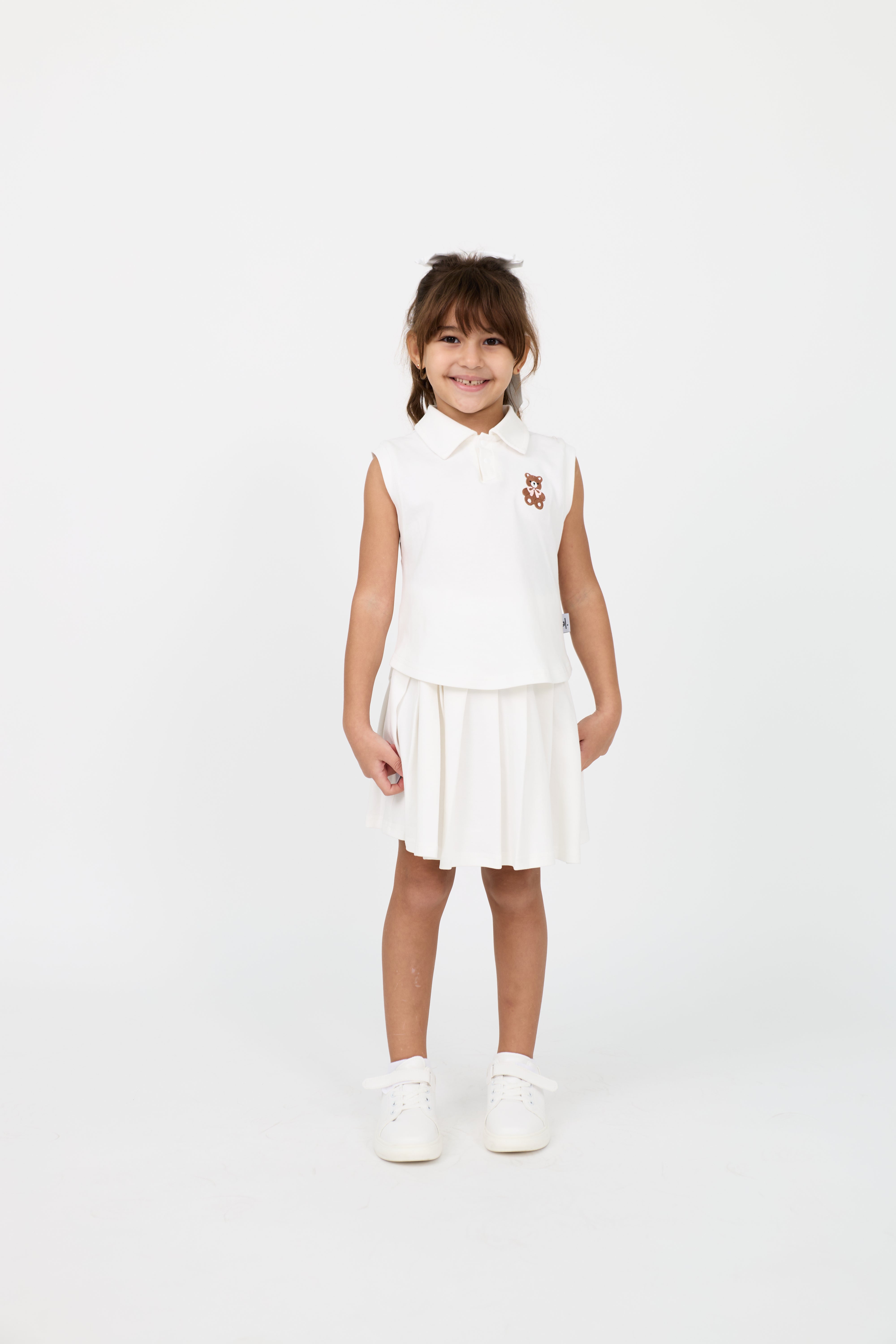 KIDS SLEEVELESS COTTON TOP & PLEATED SKIRT