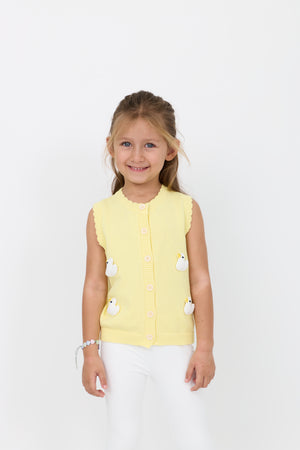 Kids' Duck Appliqué Knitted Cardigan Unisex