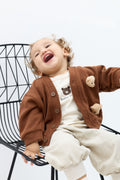Kids 3-Piece Cotton Bear Cardigan, Tee, and Jogger Set