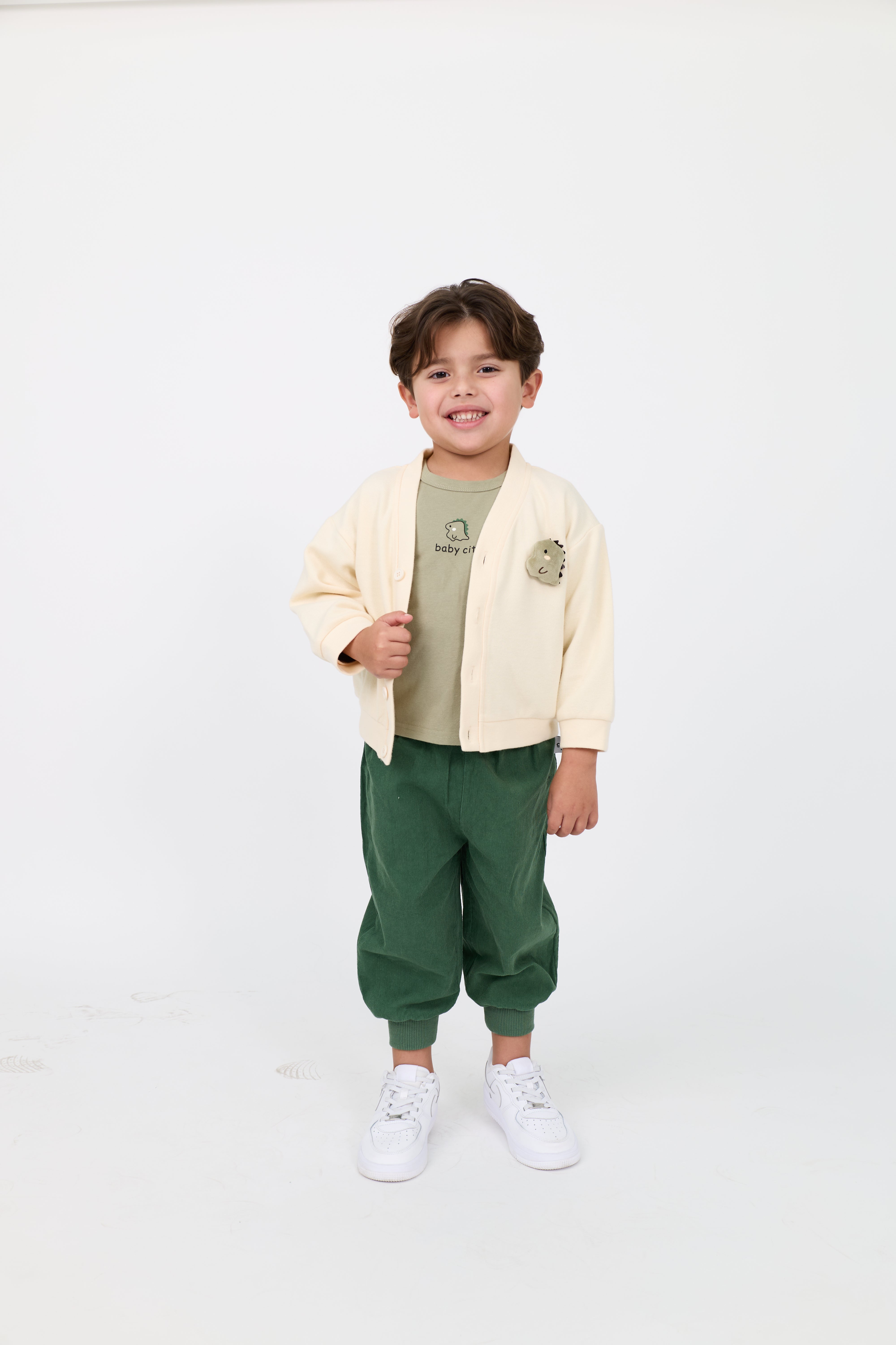 Kids 3-Piece Dino Cardigan, Tee, and Jogger Set Unisex