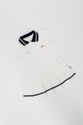 Kids' Cotton Preppy Pleated Dress with Appliqué