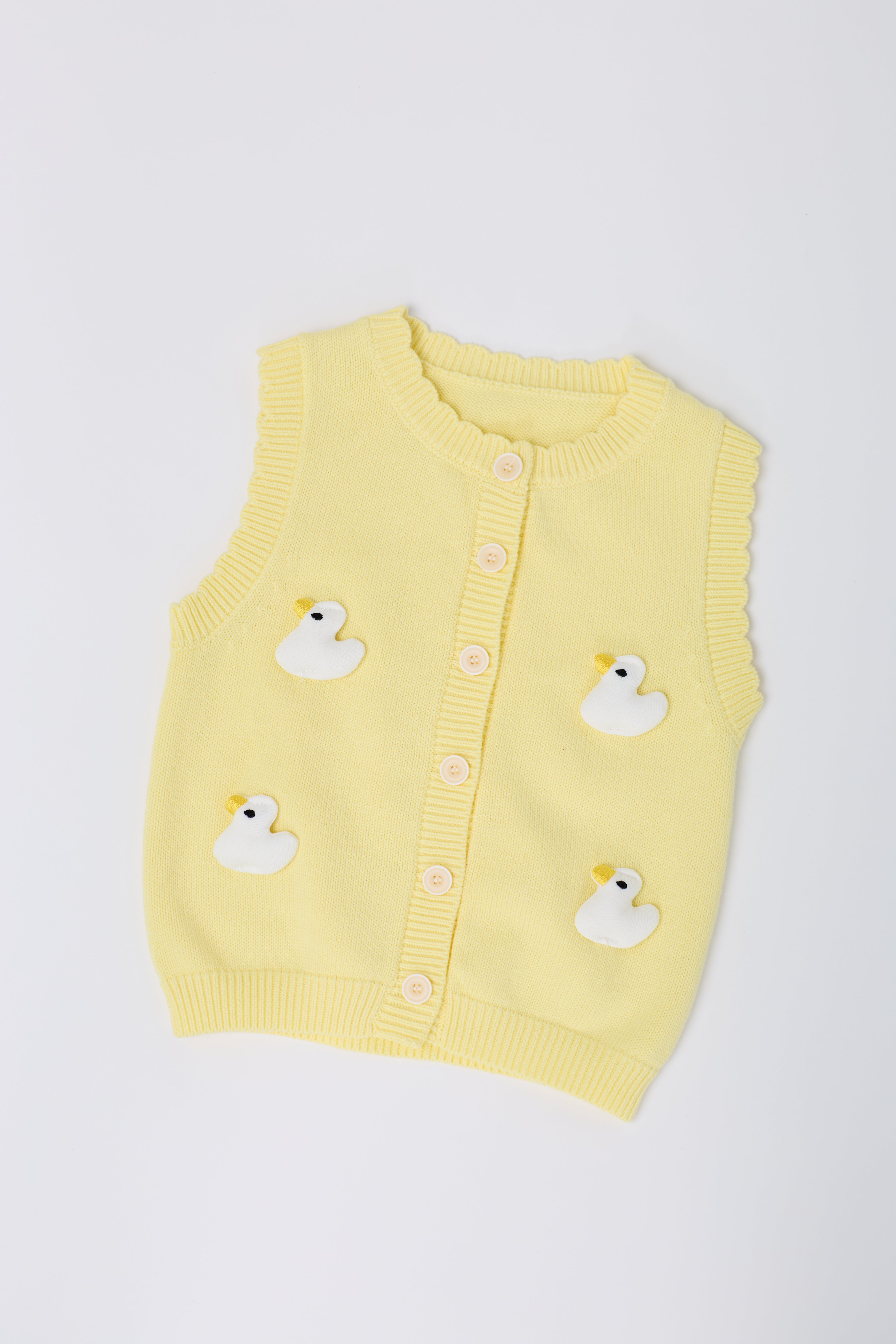 Kids' Duck Appliqué Knitted Cardigan Unisex