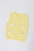 Kids' Duck Appliqué Knitted Cardigan Unisex