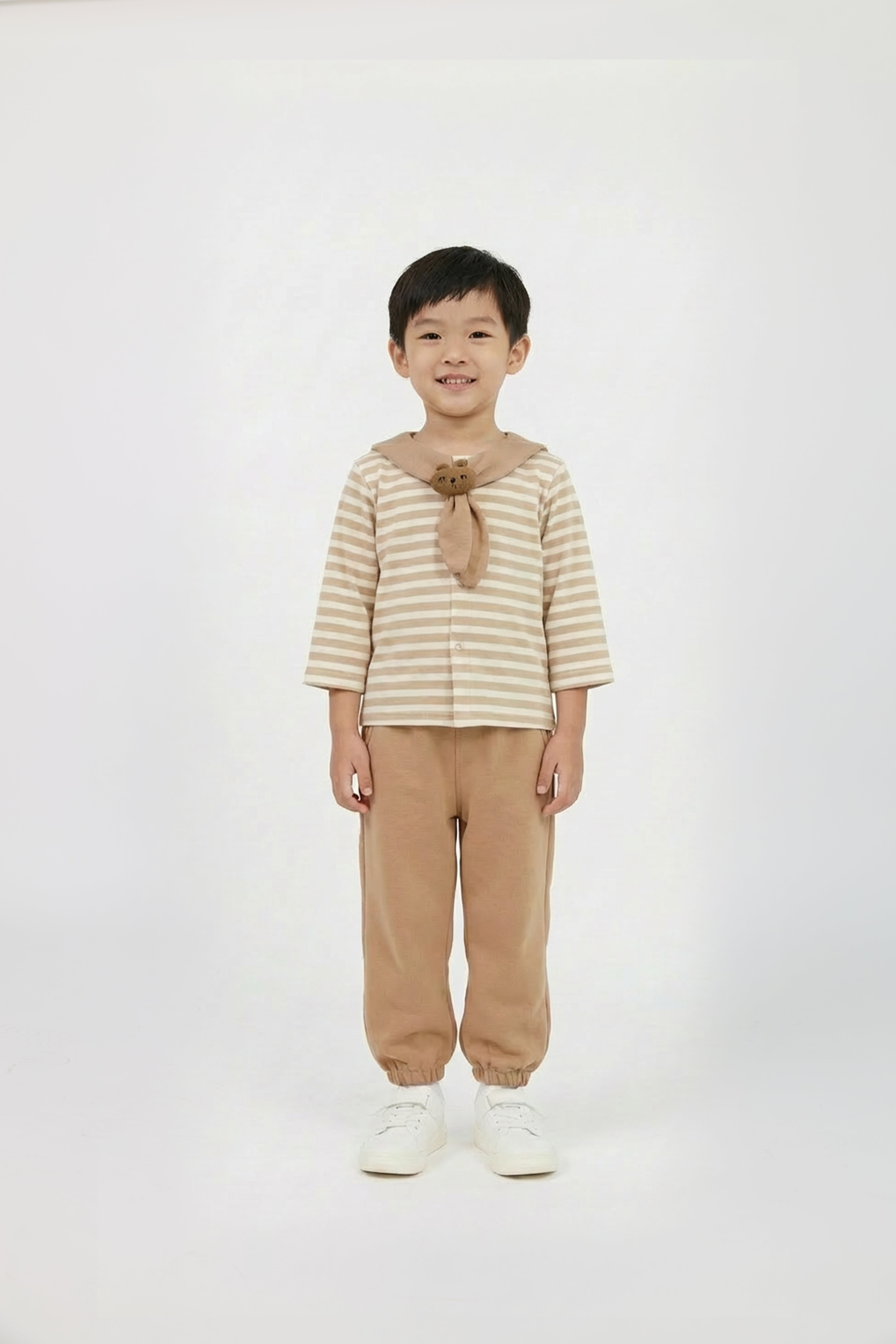 Kids' Plush Bear Scarf Top & Jogger Set