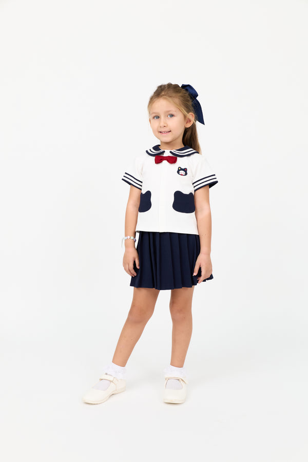 KIDS COTTON PLEATED SKIRT & TOP SET