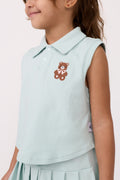 KIDS SLEEVELESS COTTON TOP & PLEATED SKIRT